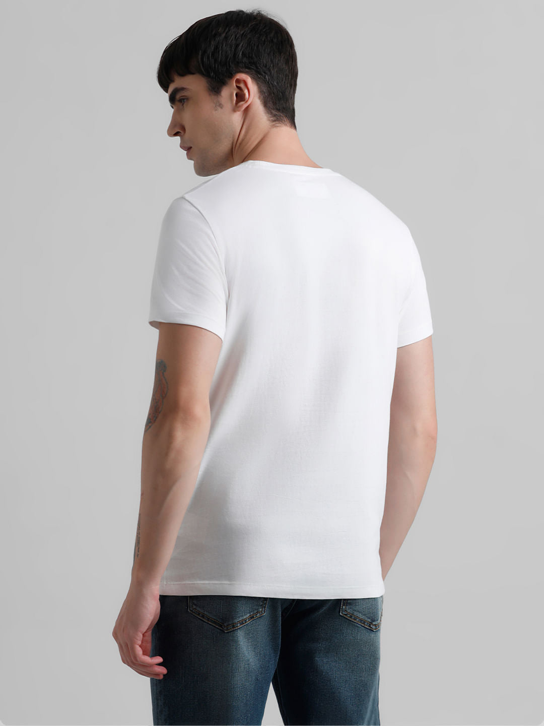 White Logo Print T-shirt