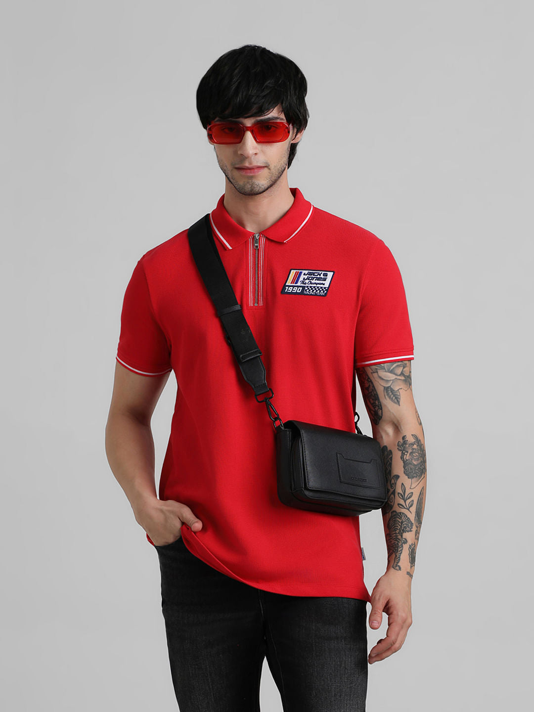 URBAN RACERS by JACK&JONES RED RACER BATCH POLO T-SHIRT