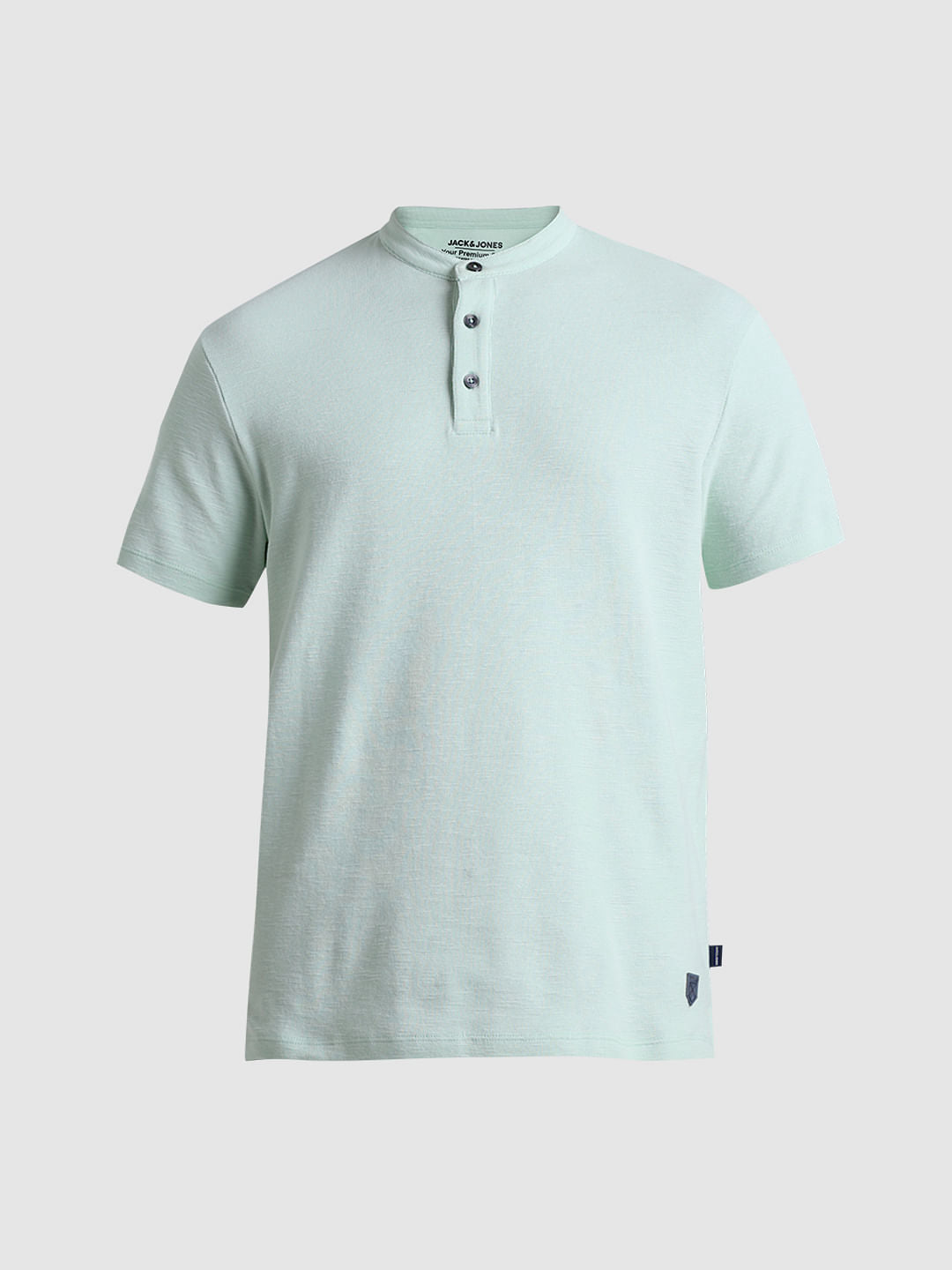 Green Cotton Henley T-shirt