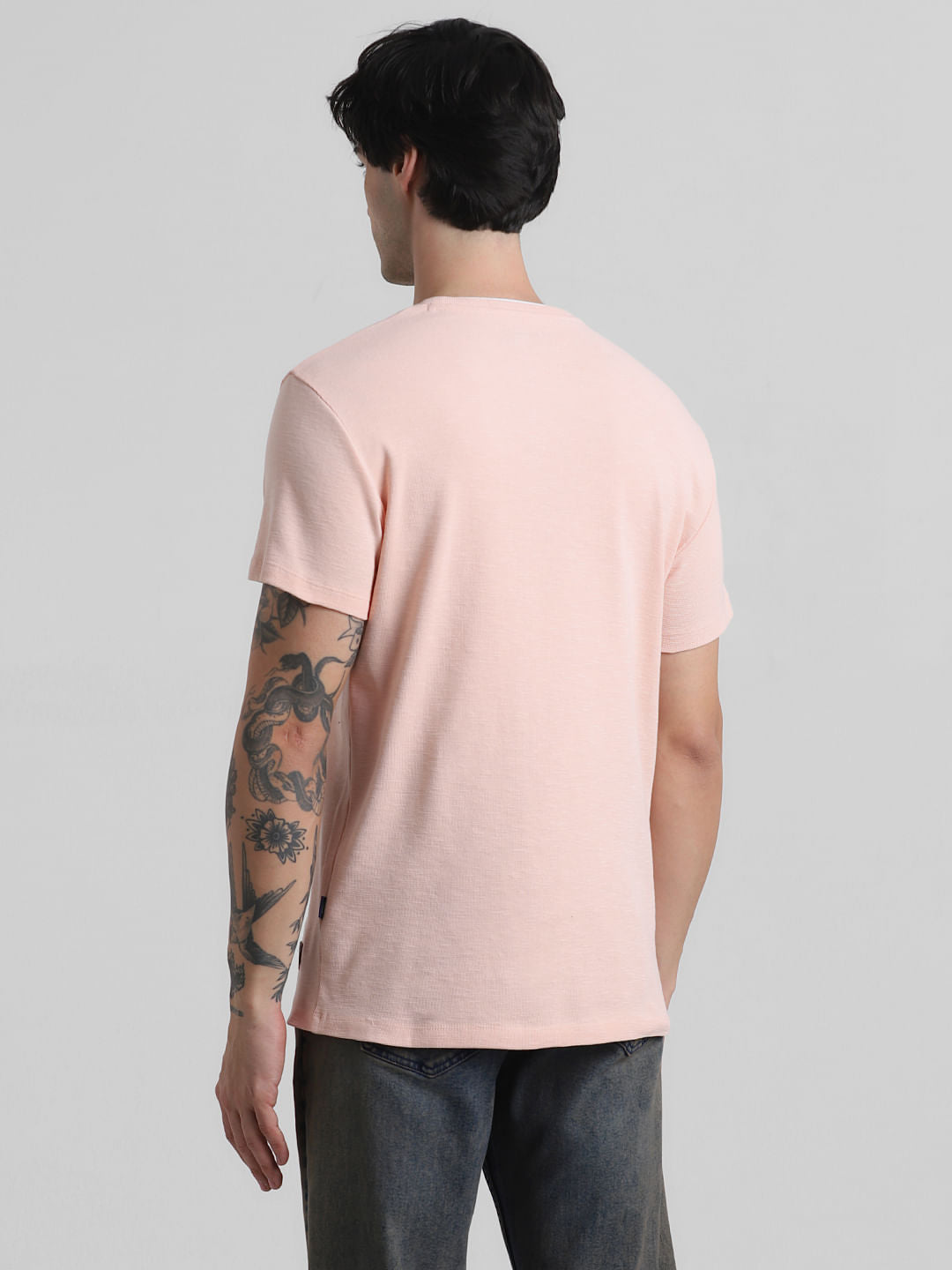 Pink Knitted Crew Neck T-shirt