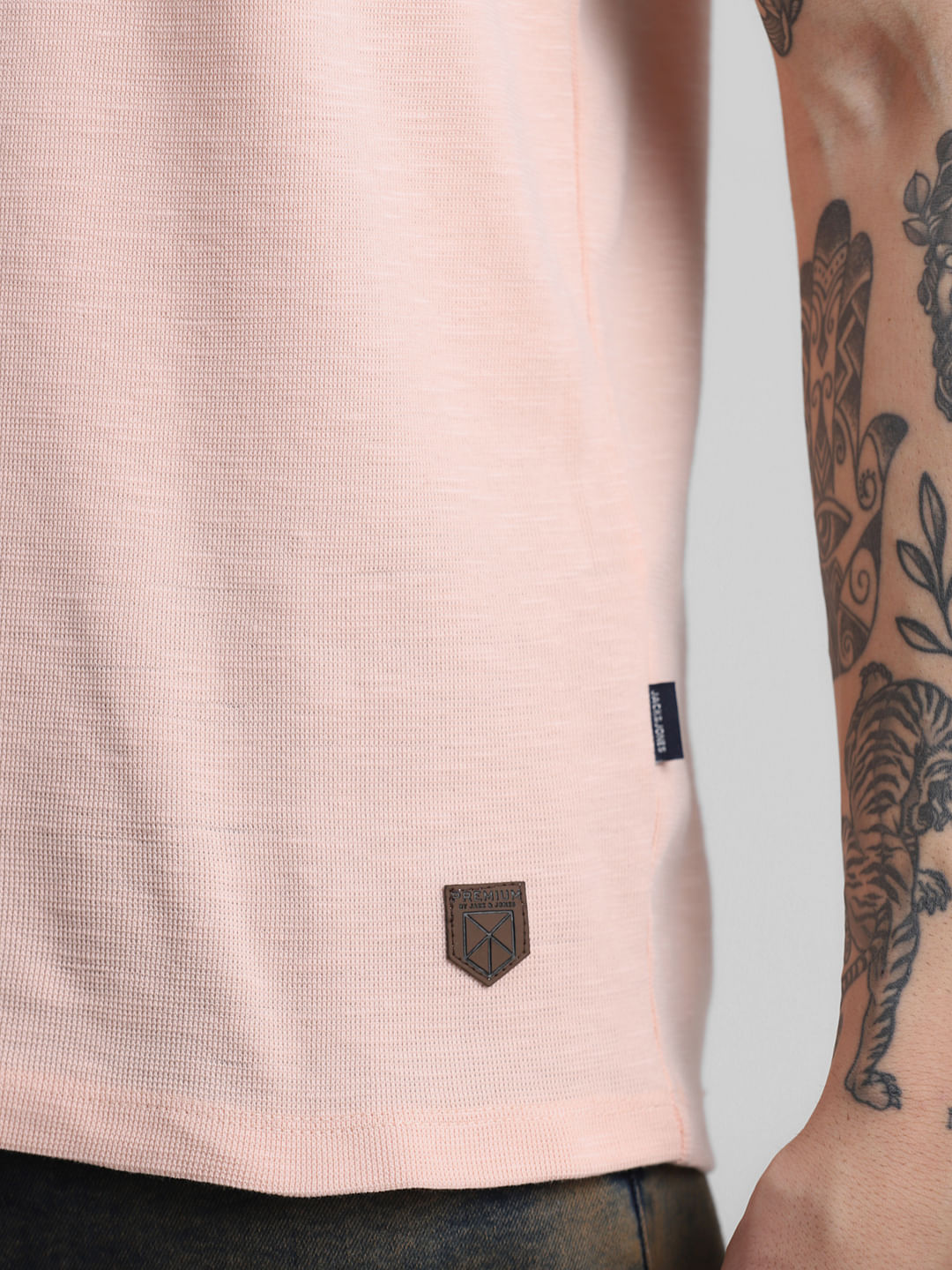 Pink Knitted Crew Neck T-shirt