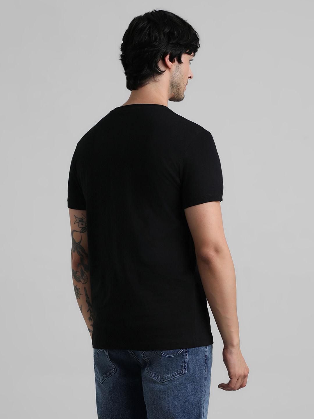 Black Logo Text Print T-shirt