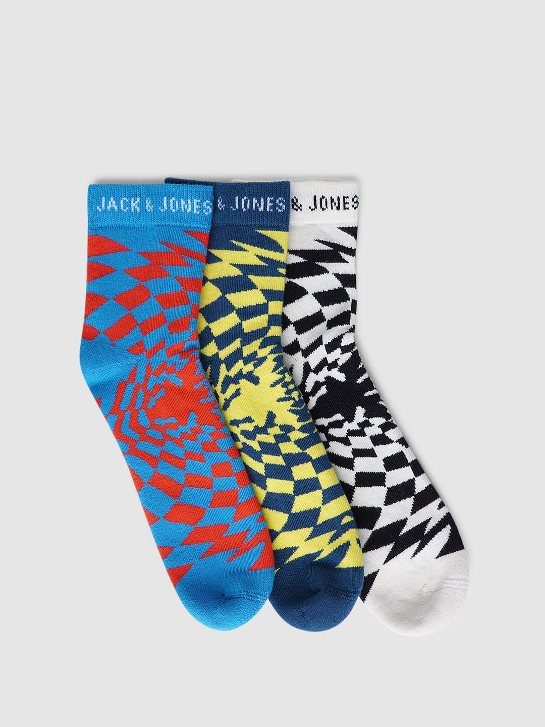 Pack Of 3 Printed Terry Mid Length Socks