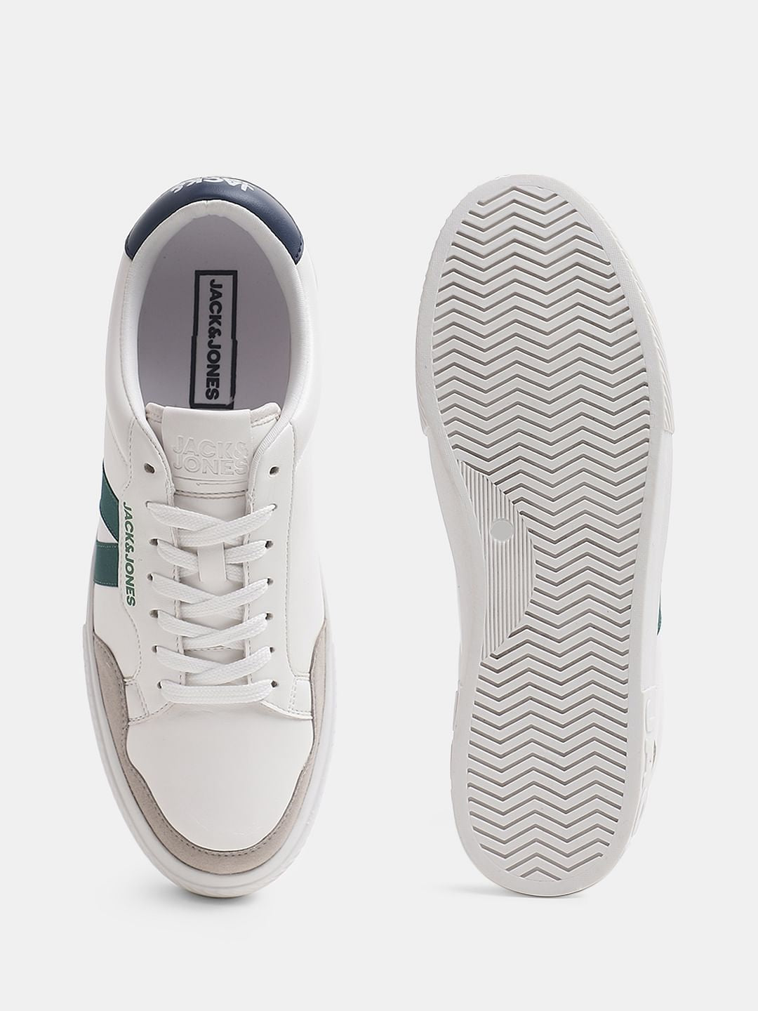 White Colourblocked Lace Up Sneakers