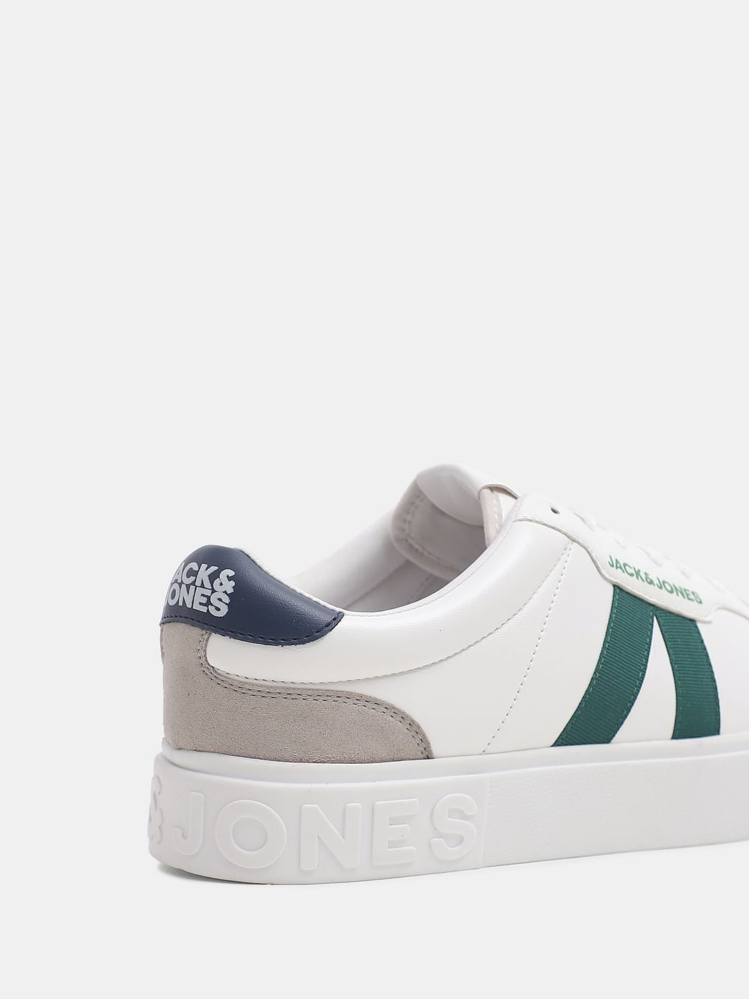 White Colourblocked Lace Up Sneakers