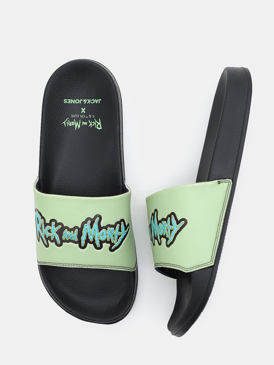 X Rick & Morty Black Typographic Print Sliders