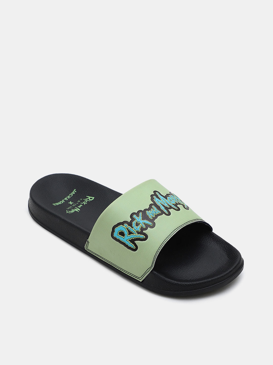 X Rick & Morty Black Typographic Print Sliders