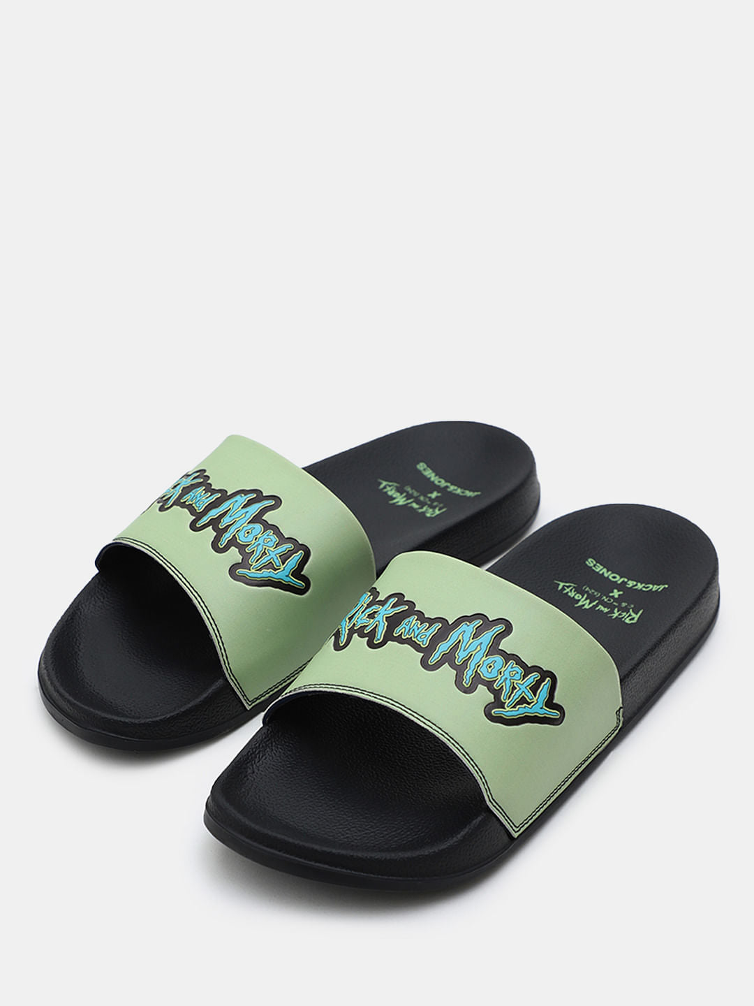 X Rick & Morty Black Typographic Print Sliders