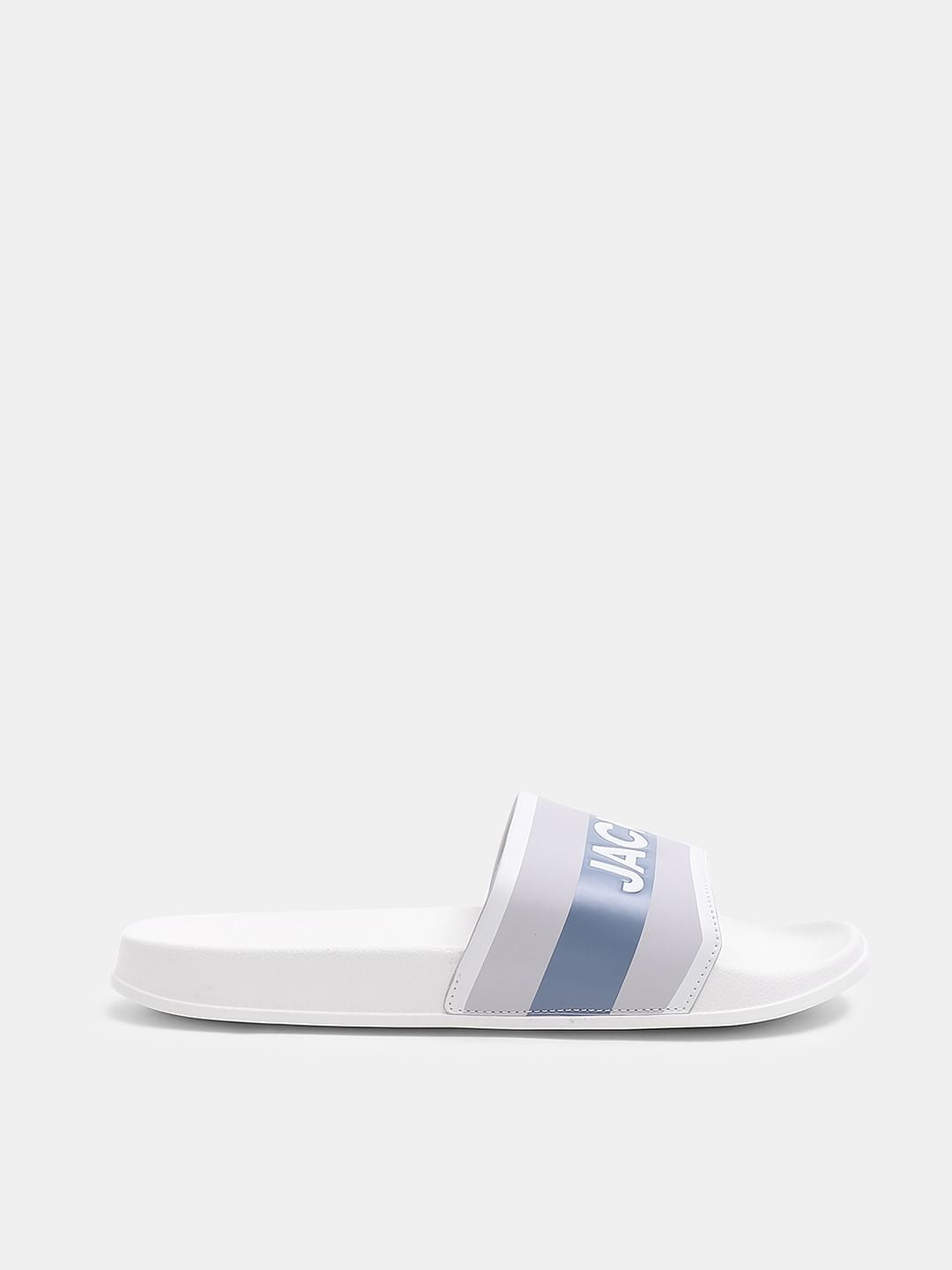 White Logo Print Sliders