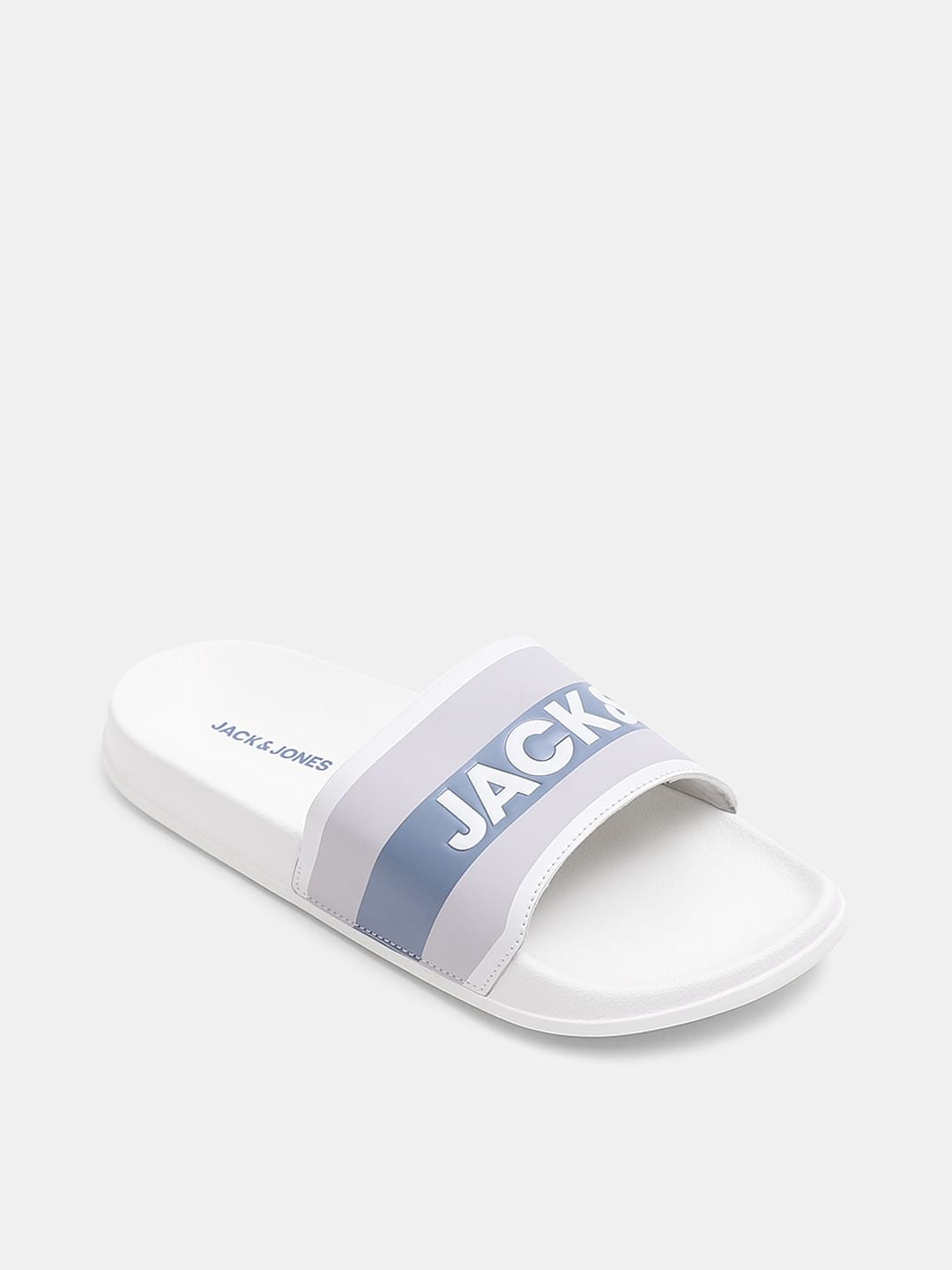 White Logo Print Sliders
