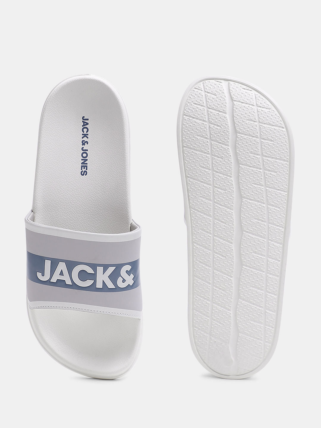 White Logo Print Sliders