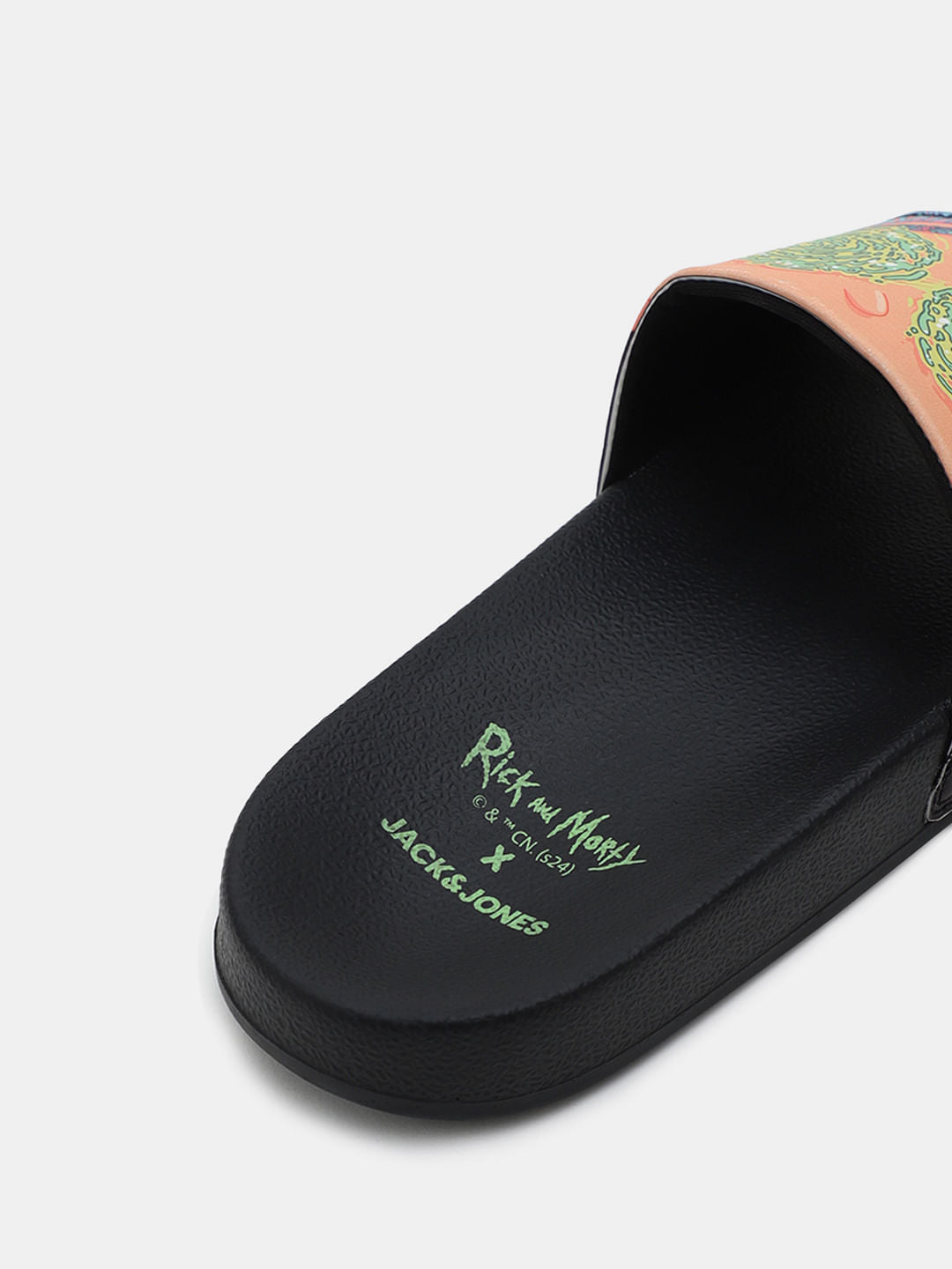 X Rick & Morty Black Printed Sliders