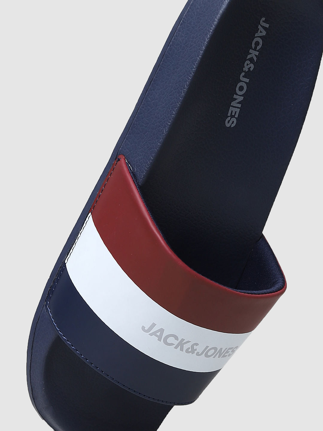 Navy Blue Striped Slides