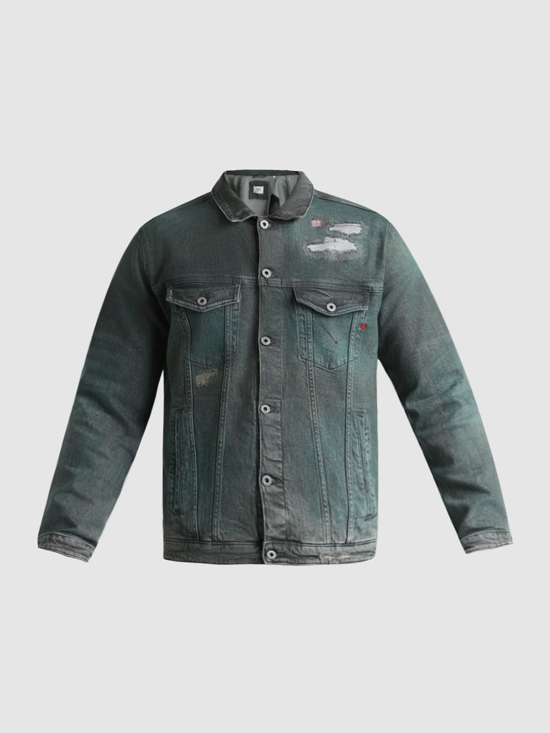 URBAN RACERS by JACK&JONES Green Distressed Denim Jacket