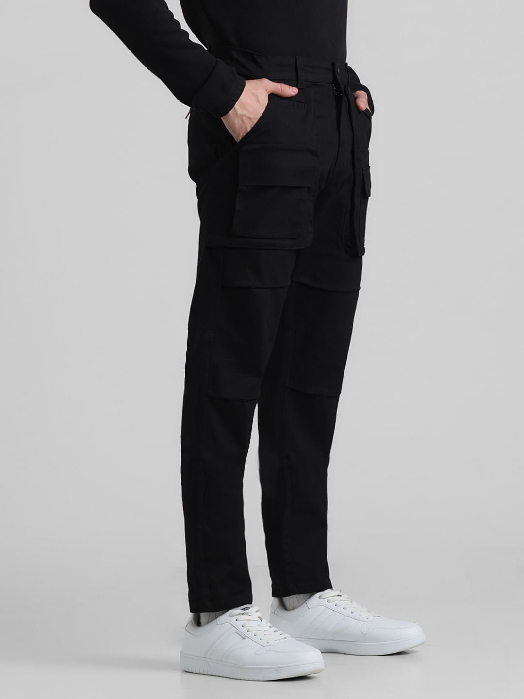 Black Low Rise Slim Fit Pants