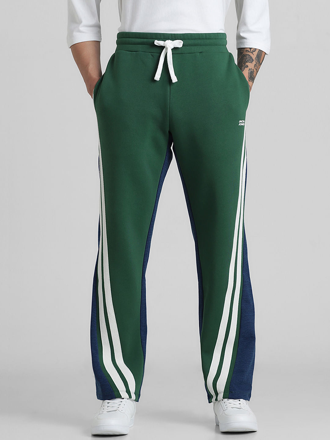Green & Blue Mid Rise Wide Leg Sweatpants