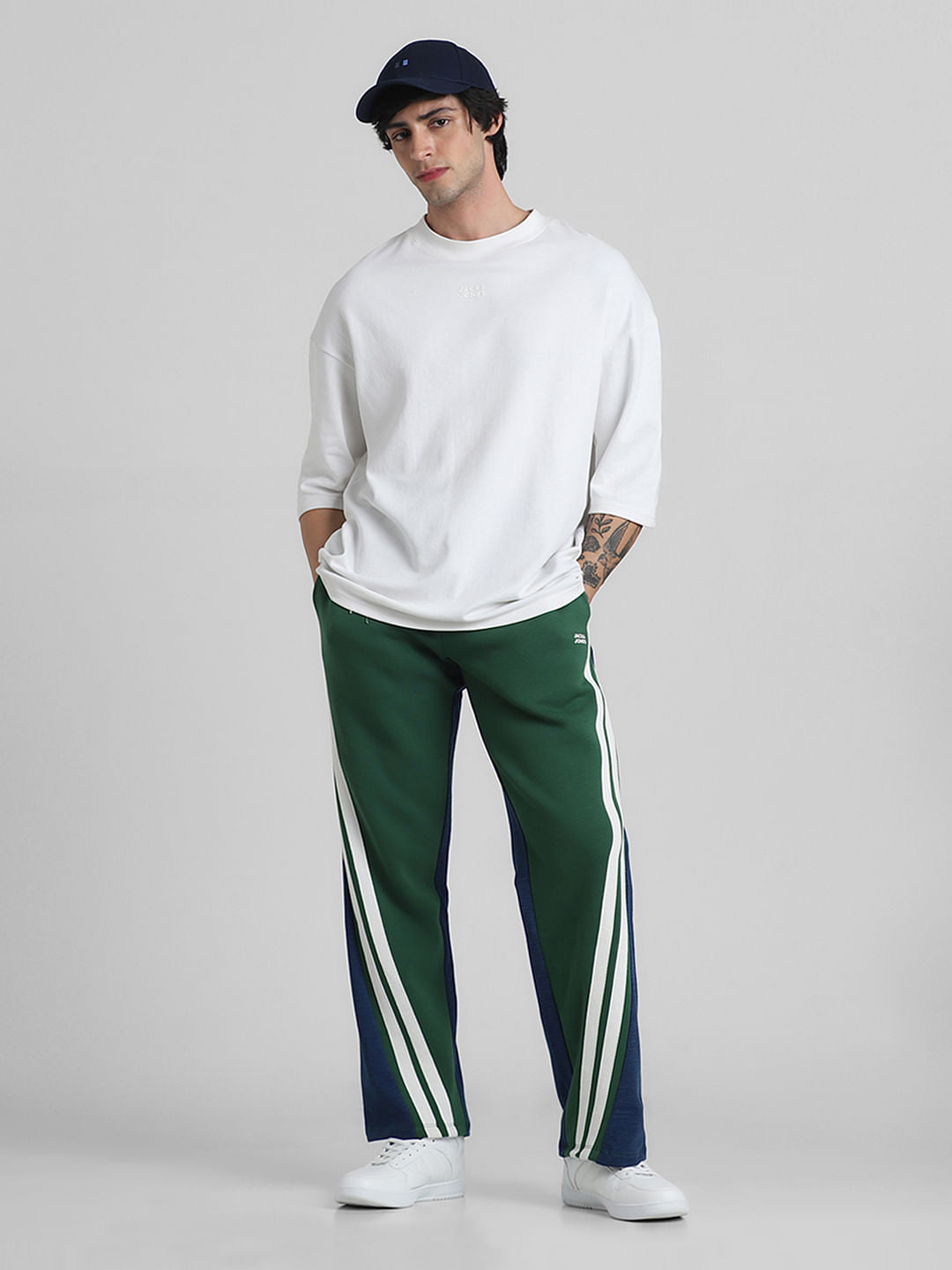 Green & Blue Mid Rise Wide Leg Sweatpants