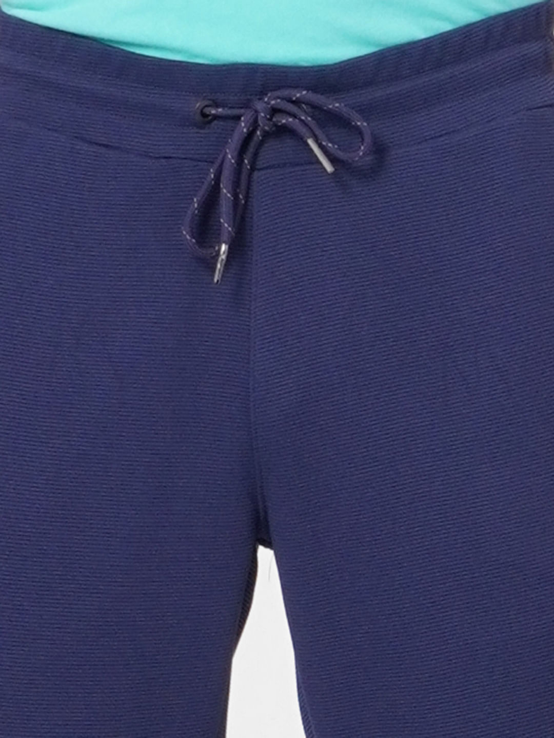 Navy Blue Mid Rise Logo Print Trackpants