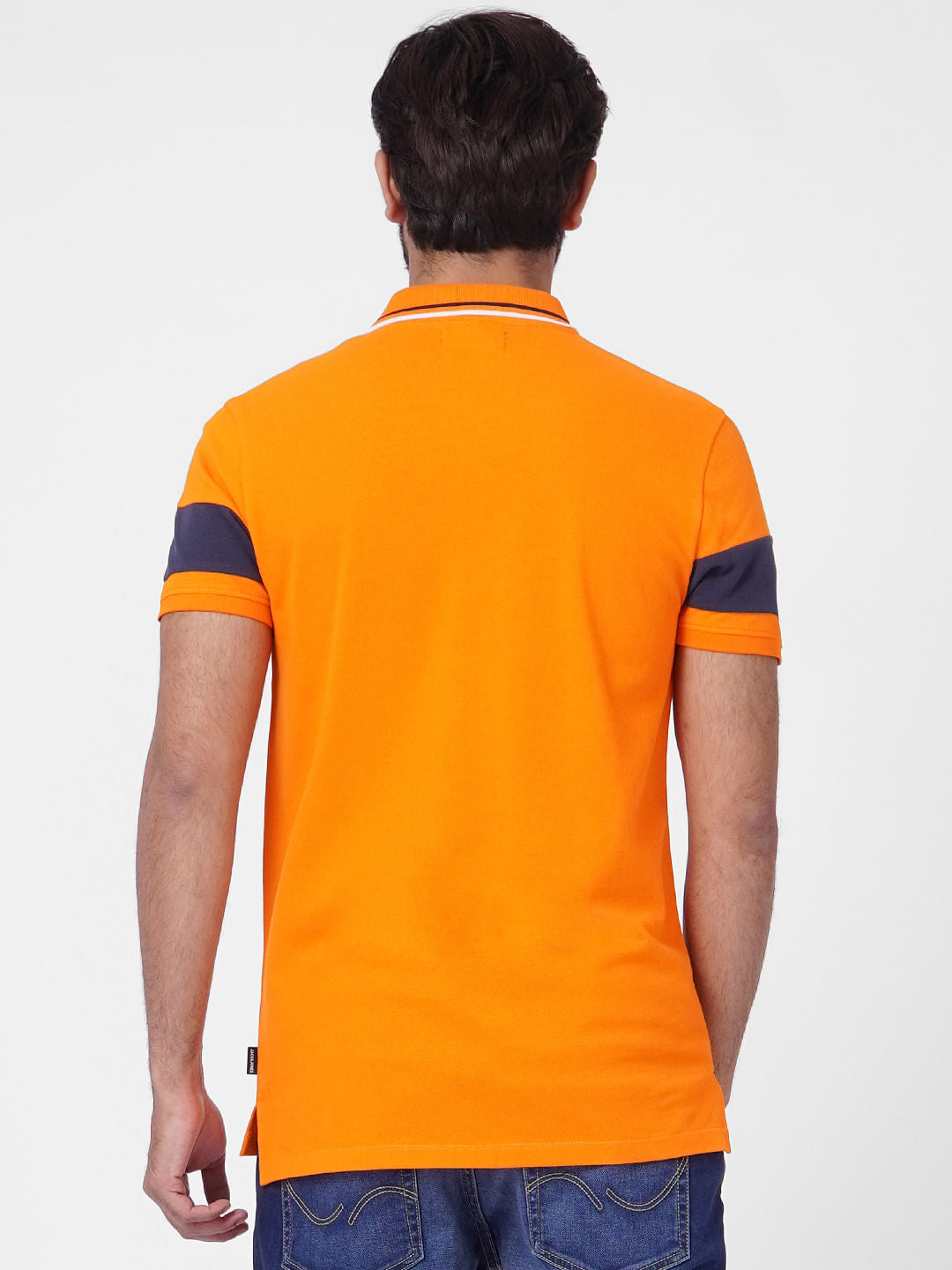 Orange Logo Print Polo T-shirt