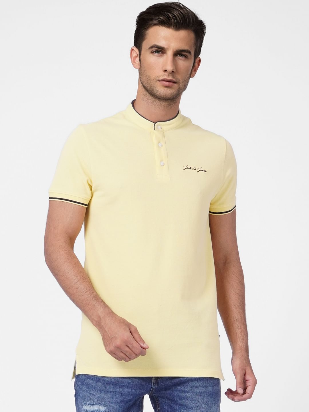 Yellow Logo Print Polo T-shirt