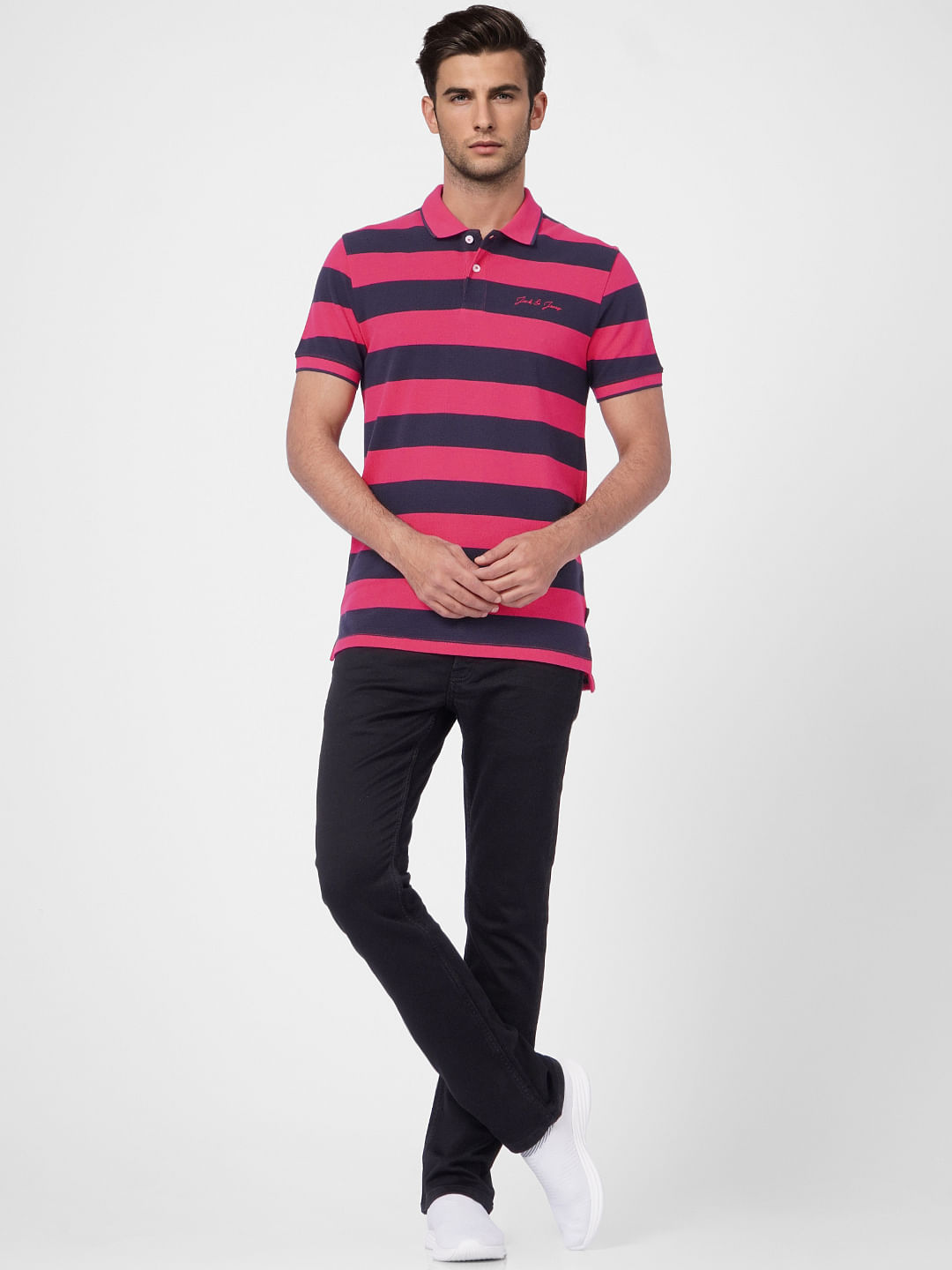 Purple Striped Polo T-shirt
