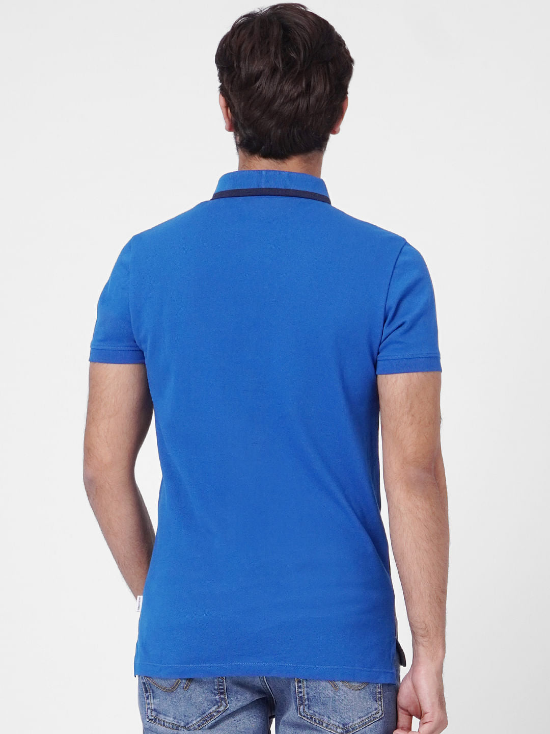 Blue Colourblocked Polo T-shirt