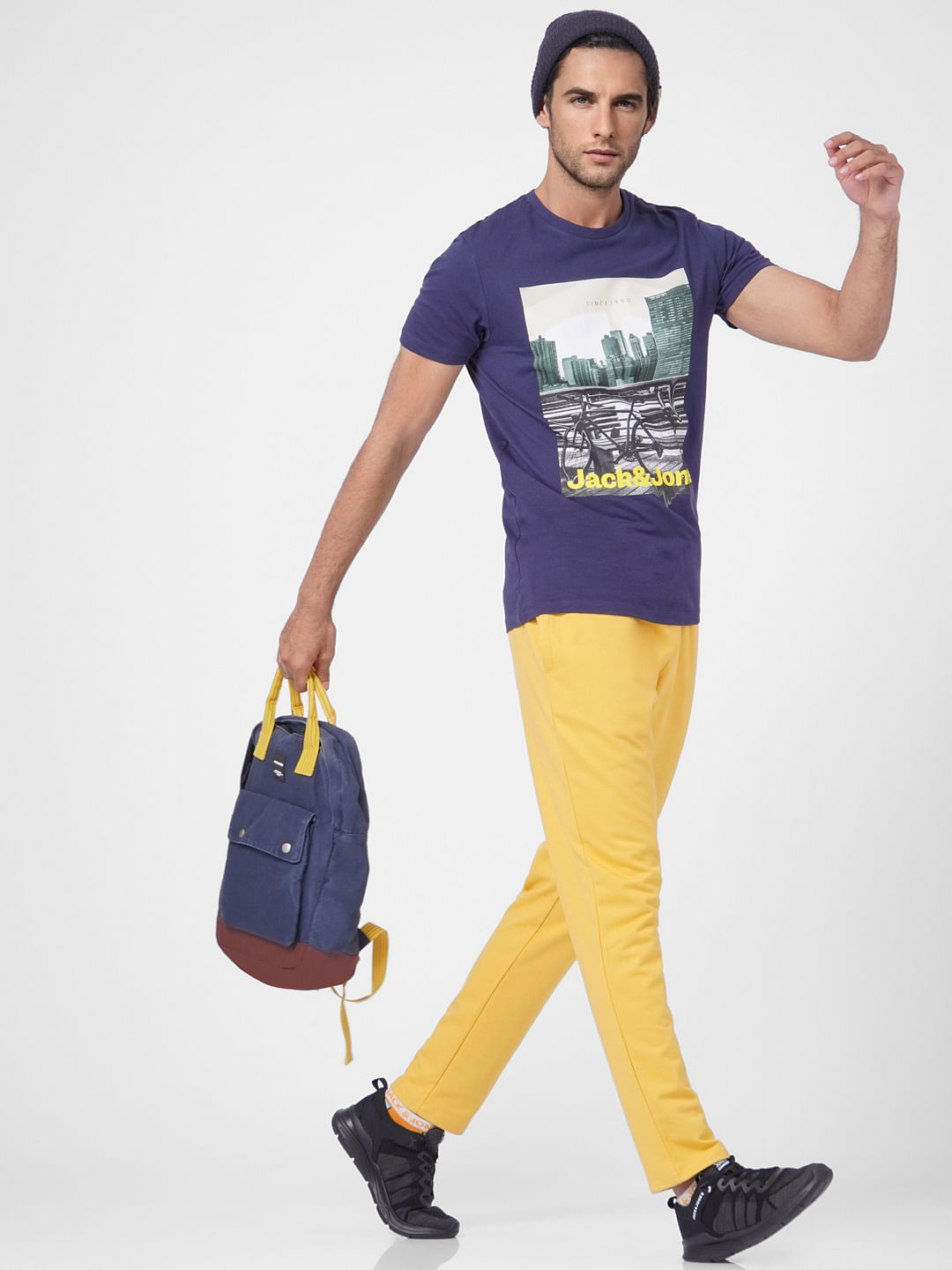 Yellow Mid Rise Trackpants