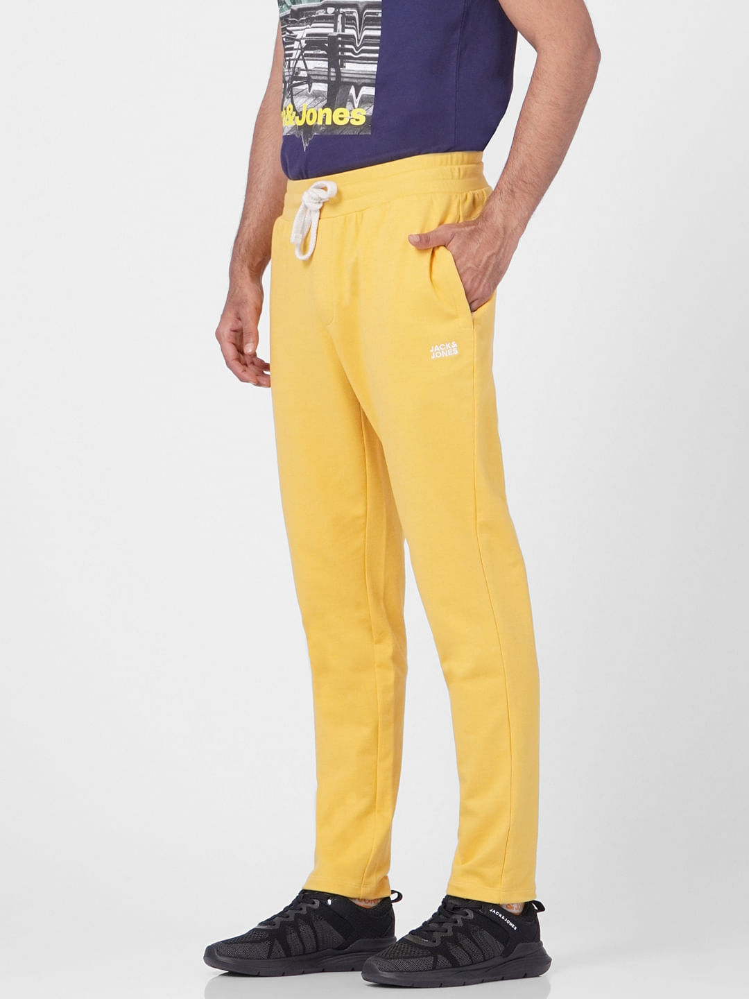 Yellow Mid Rise Trackpants