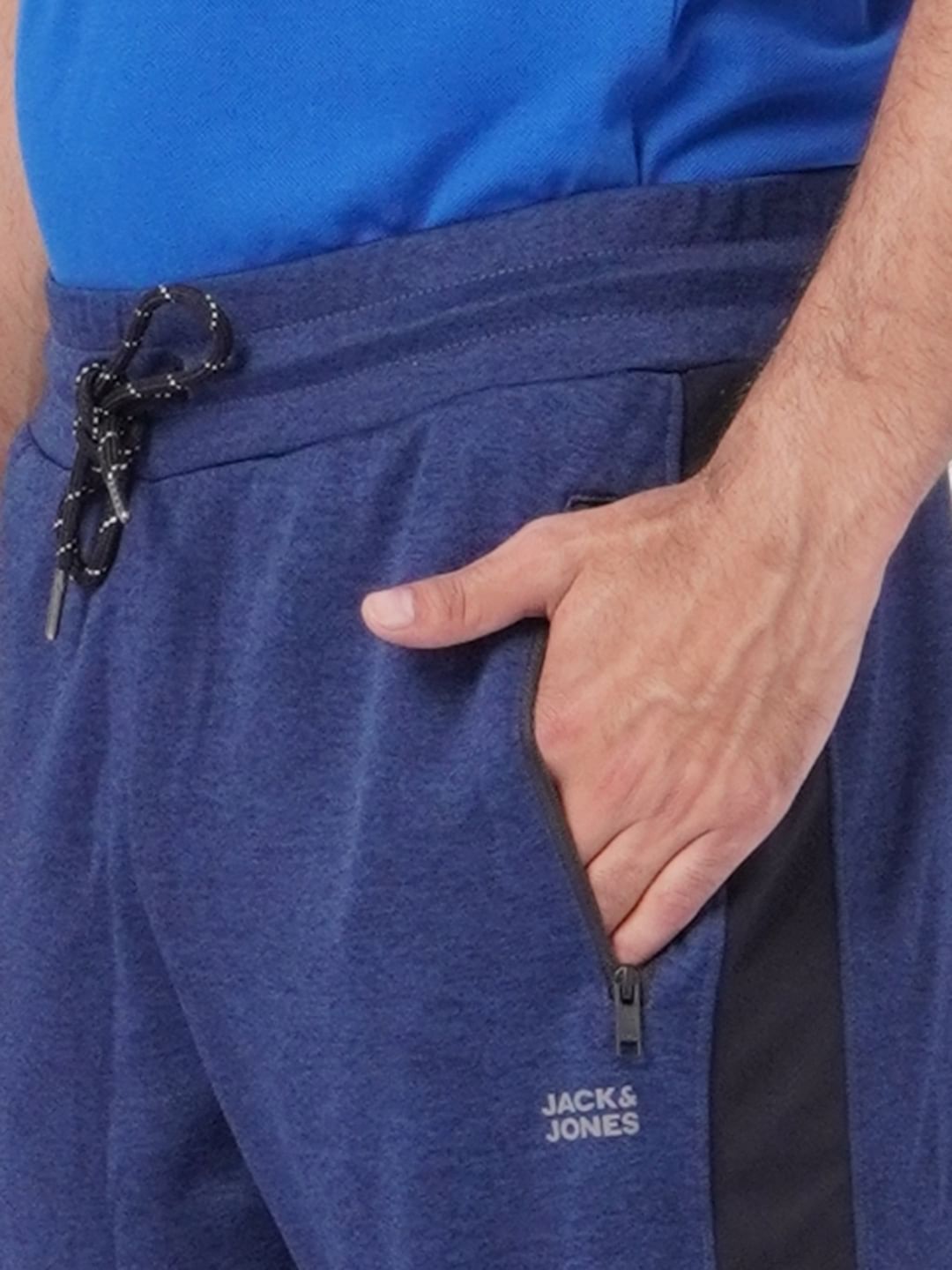 Blue Low Rise Tape Detail Trackpants