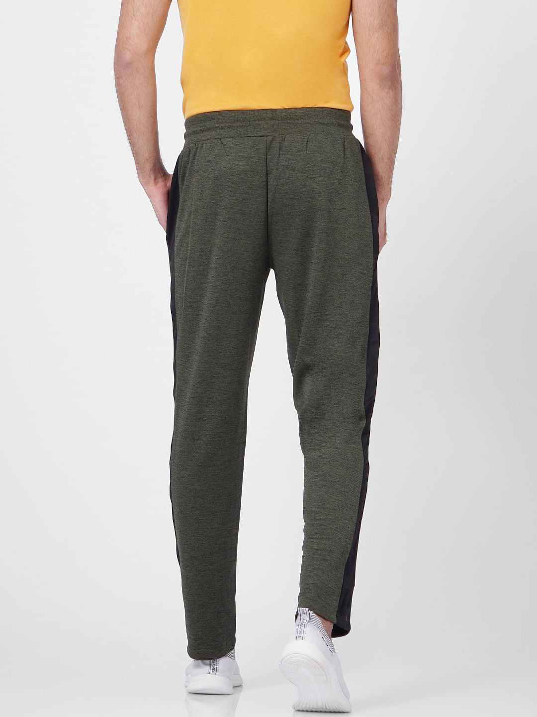 Dark Green Mid Rise Tape Detail Trackpants