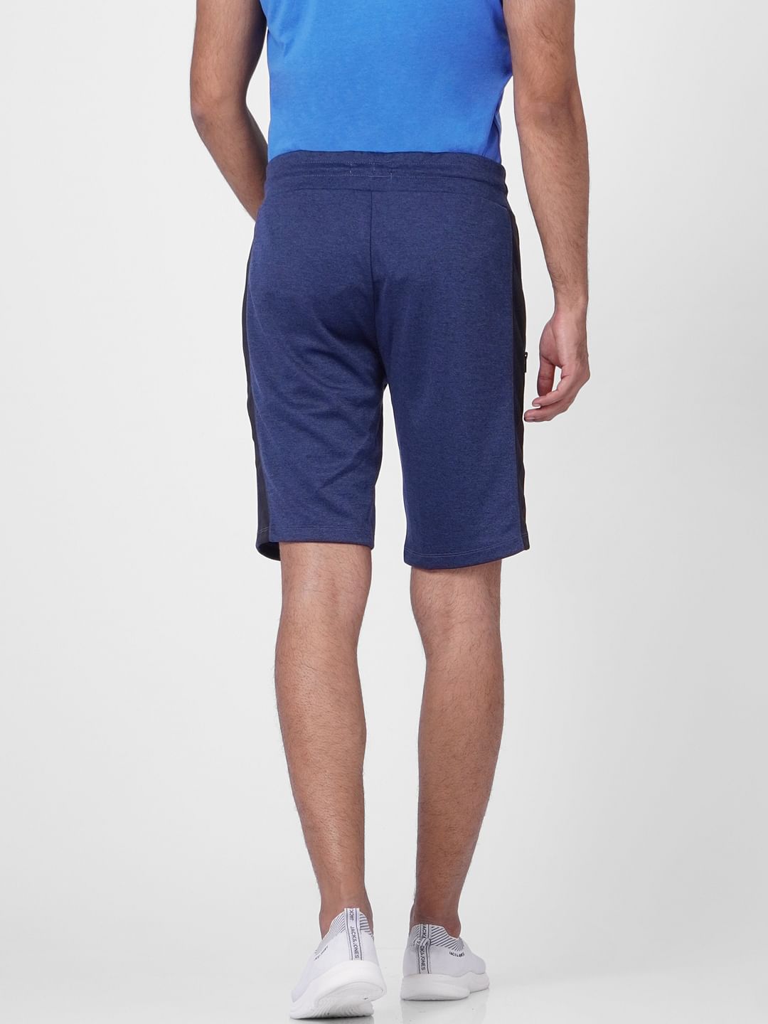 Blue Low Rise Tape Detail Sweatshorts