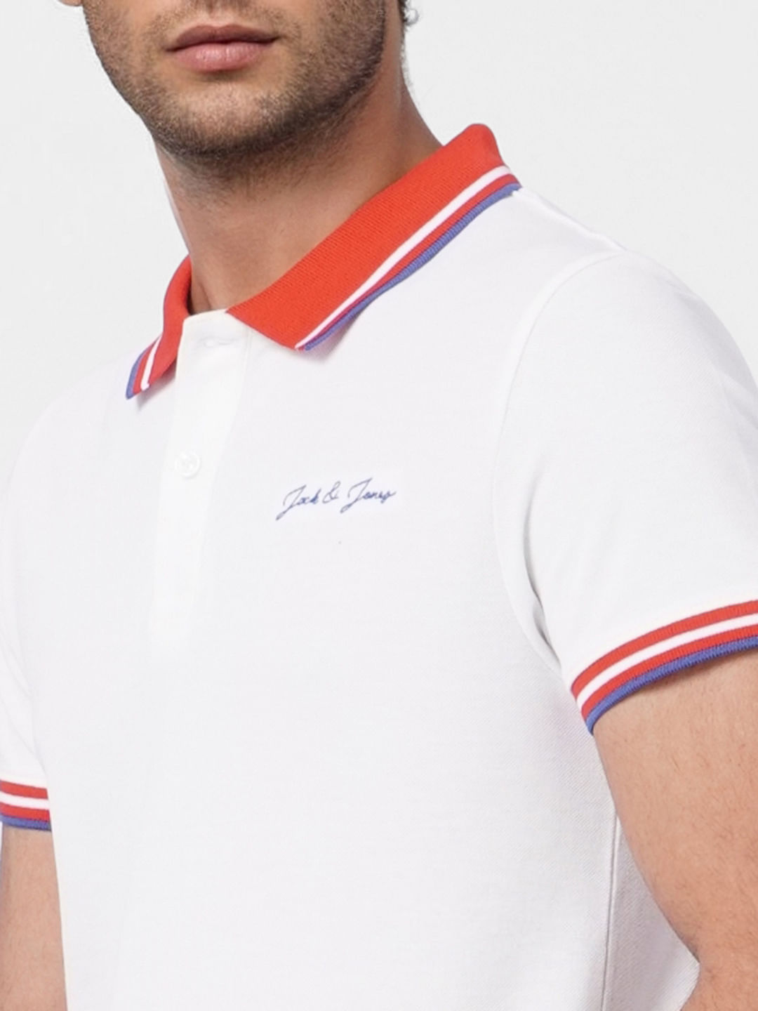 White Contrast Tipping Polo T-shirt