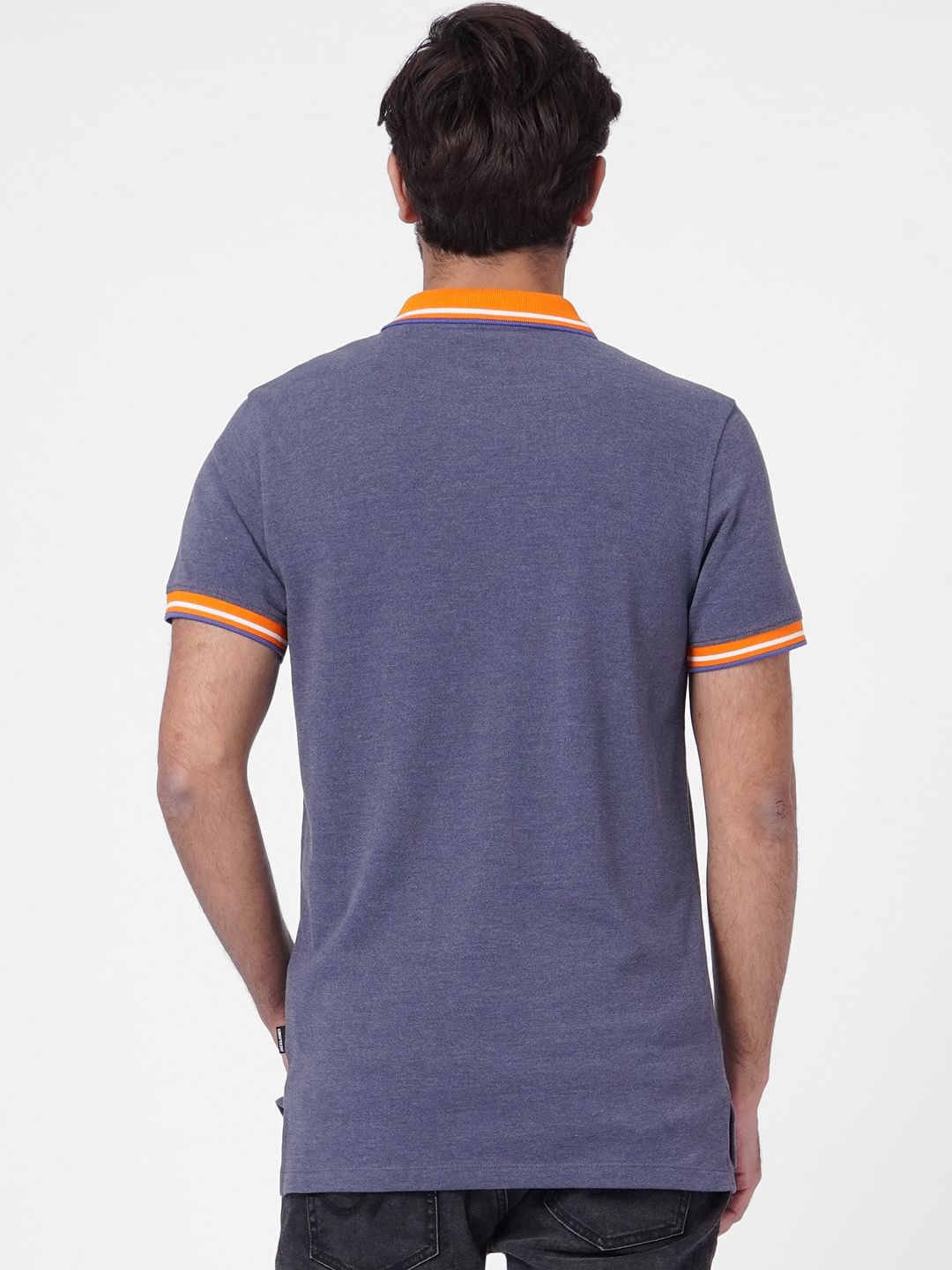 Blue Contrast Tipping Polo T-shirt