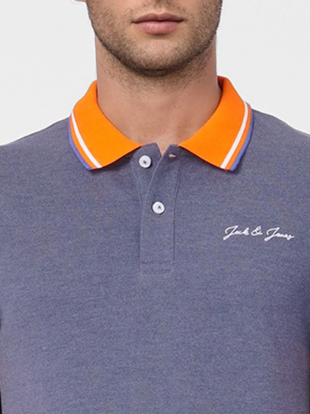 Blue Contrast Tipping Polo T-shirt