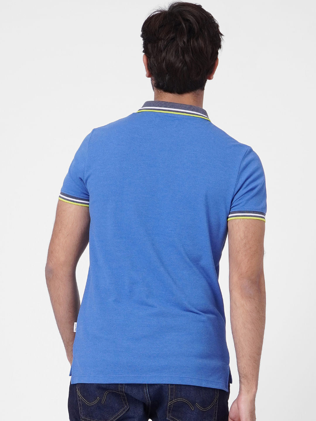 Blue Contrast Tipping Polo T-shirt
