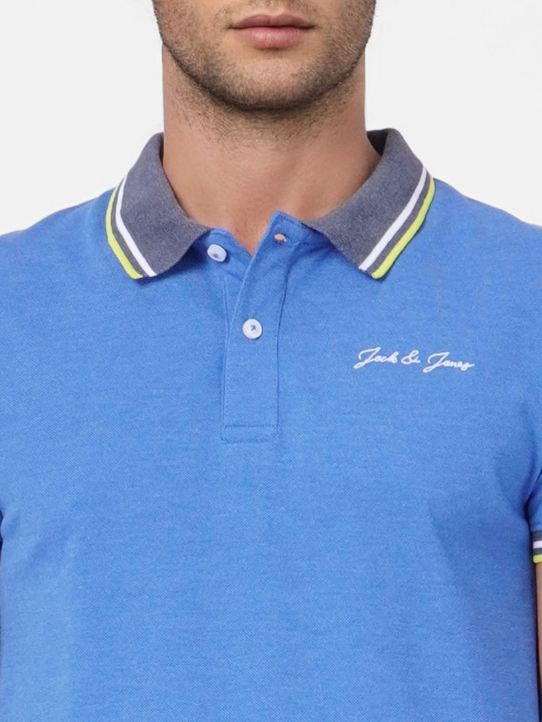 Blue Contrast Tipping Polo T-shirt