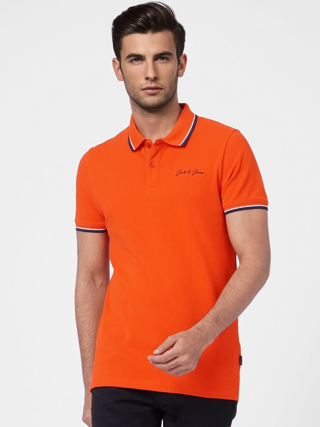 Red Contrast Tipping Polo T-shirt