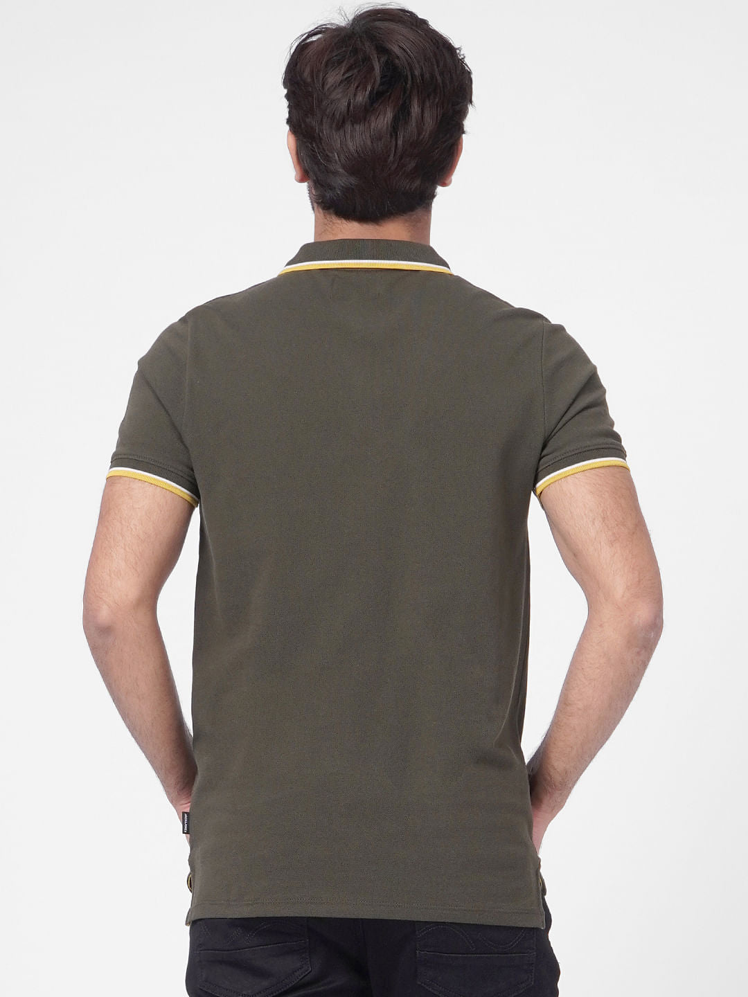 Olive Contrast Tipping Polo T-shirt