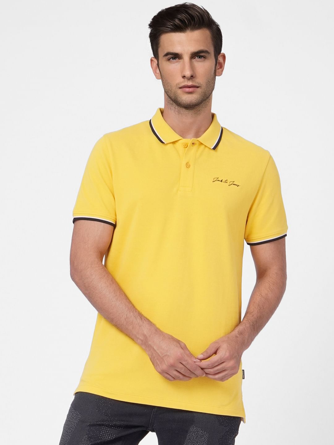 Yellow Contrast Tipping Polo T-shirt