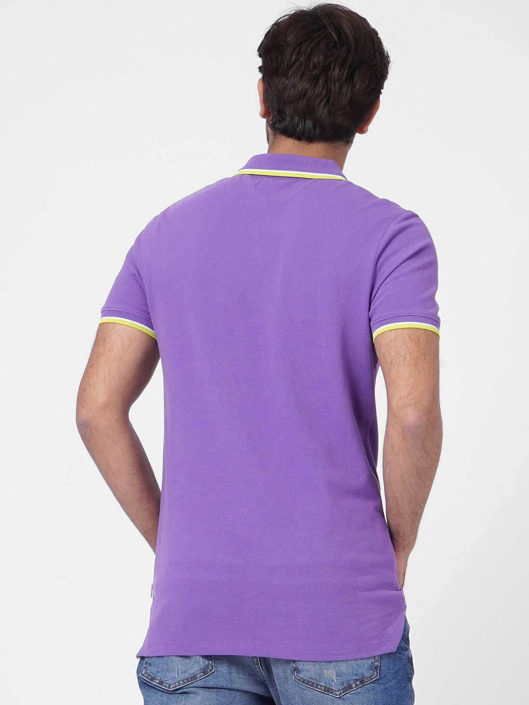 Purple Contrast Tipping Polo T-shirt