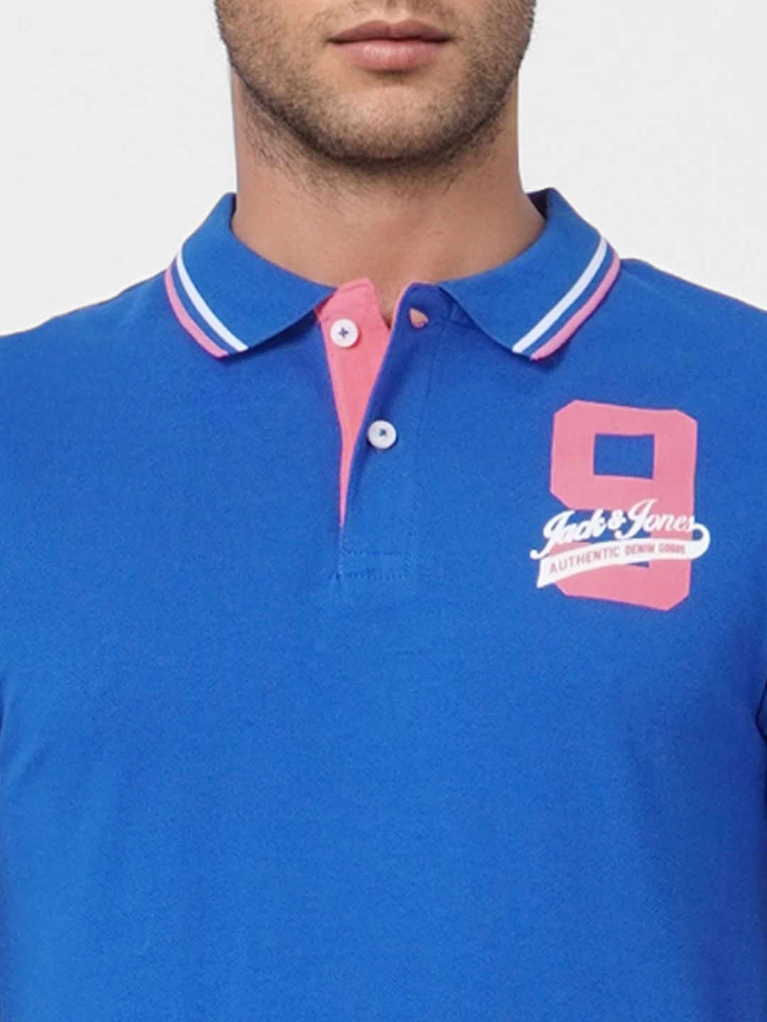 Blue Contrast Tipping Polo T-shirt