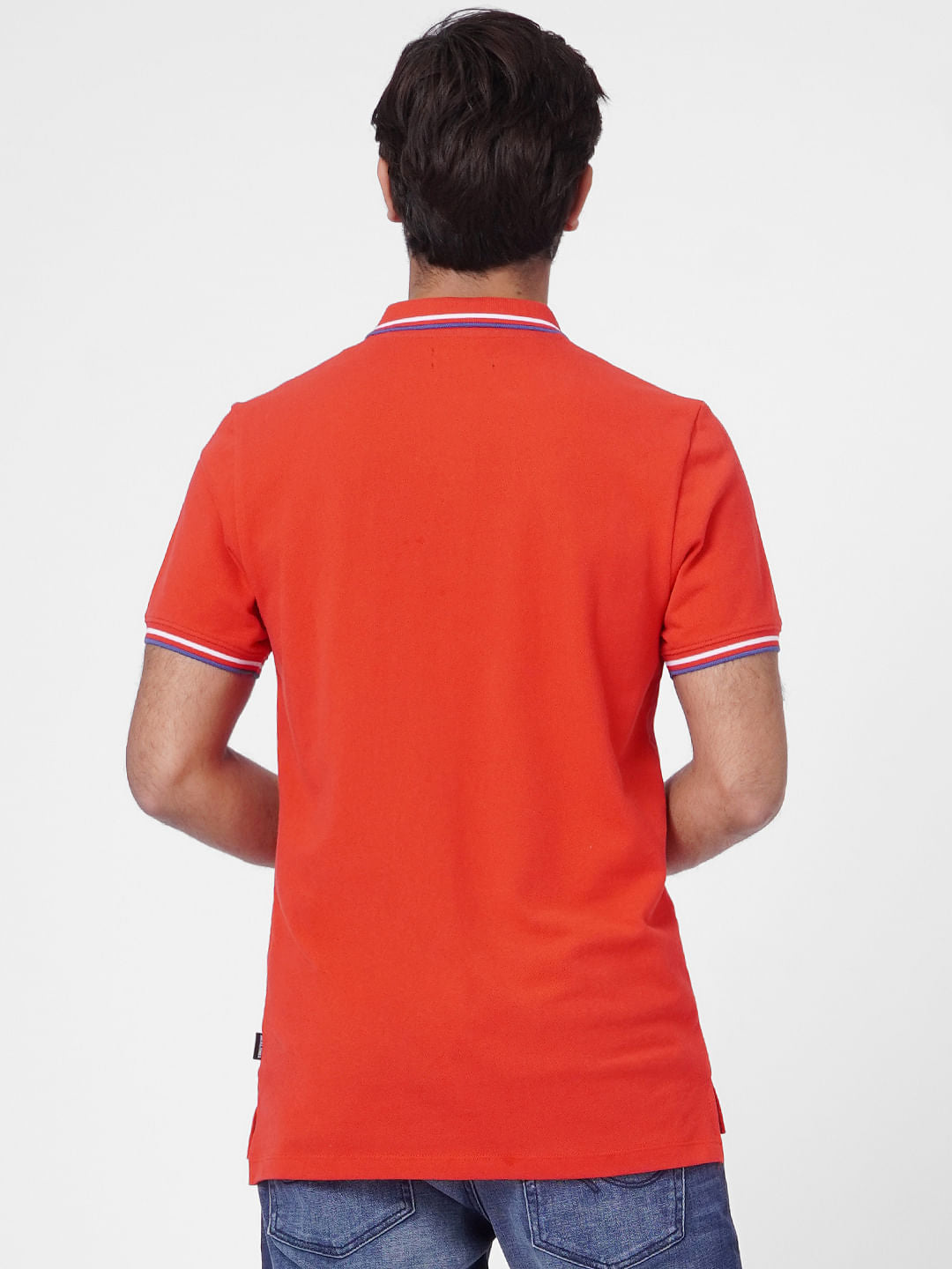 Red Contrast Tipping Polo T-shirt