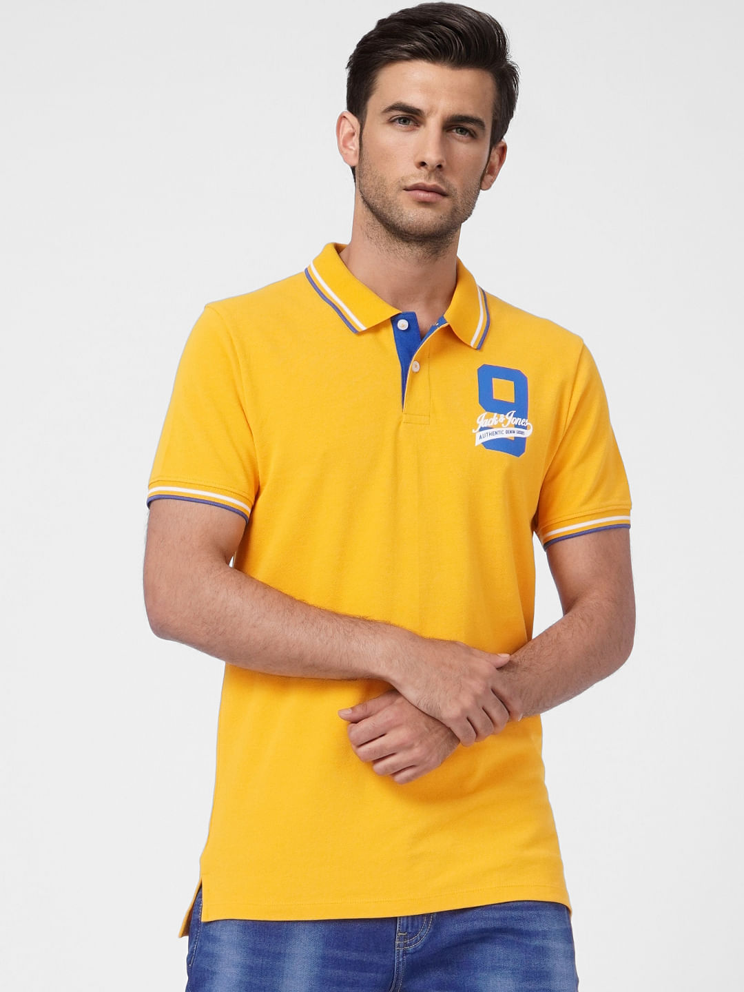 Yellow Contrast Tipping Polo T-shirt