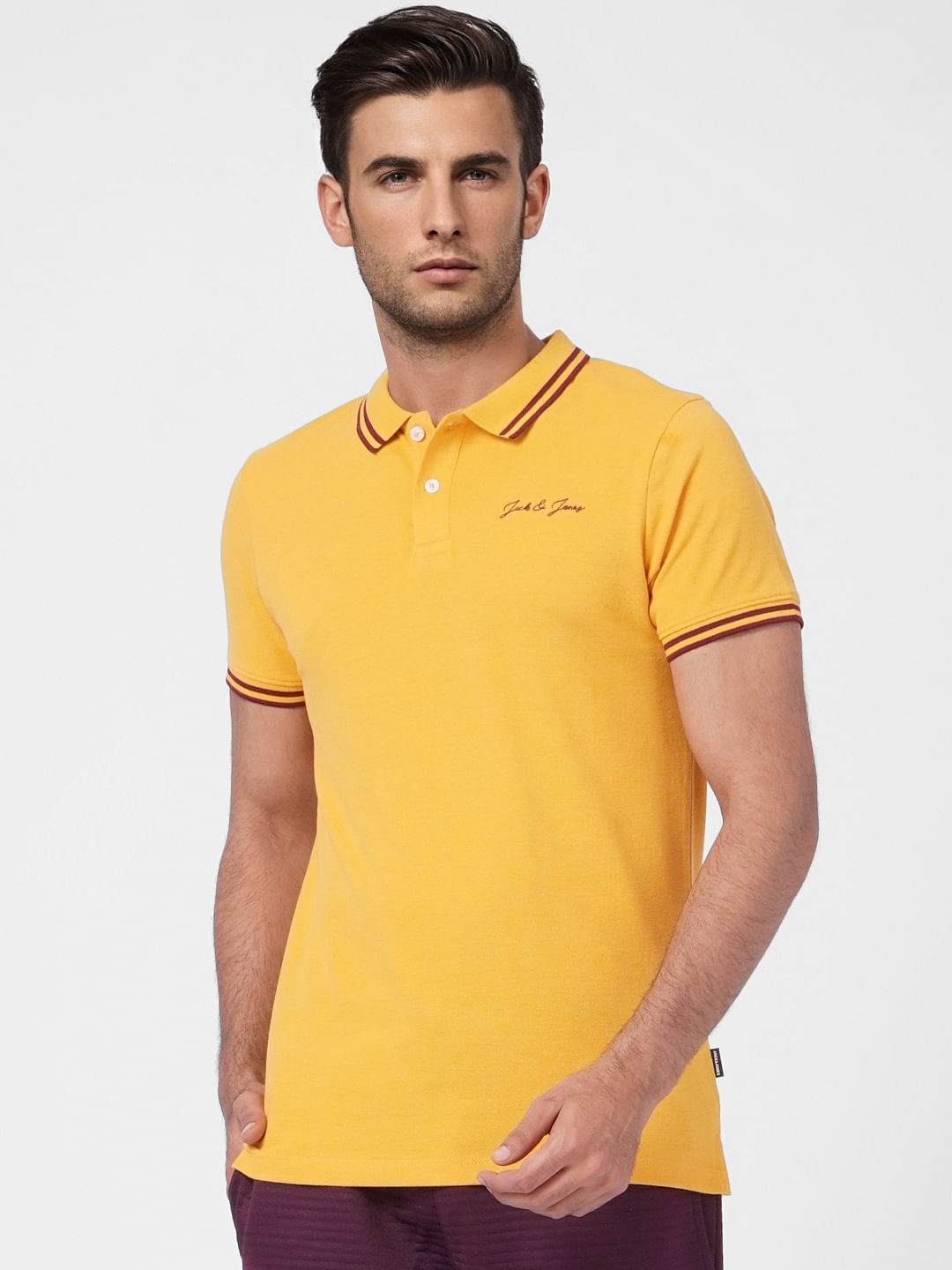 Yellow Contrast Tipping Polo T-shirt
