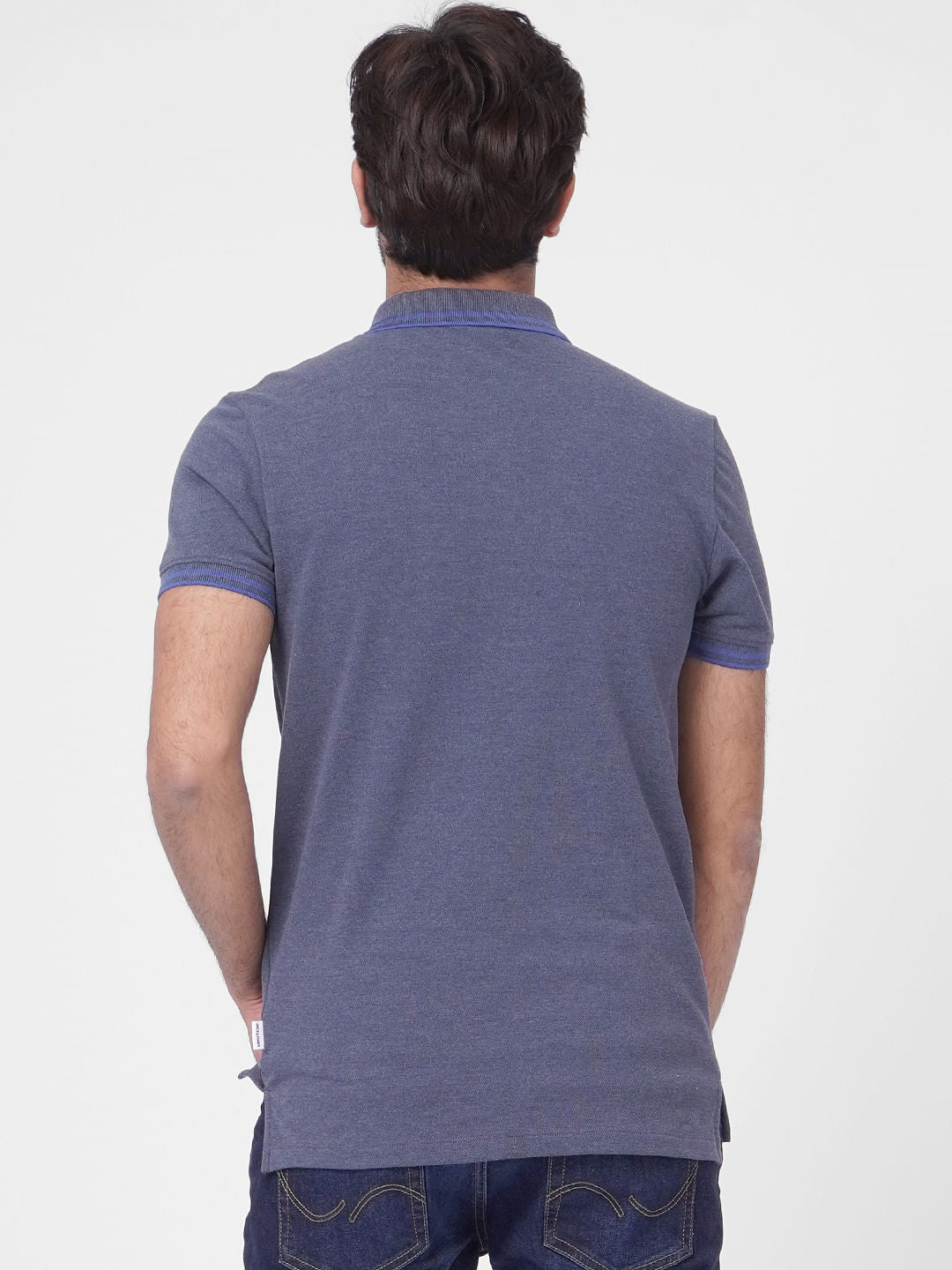 Navy Blue Contrast Tipping Polo T-shirt