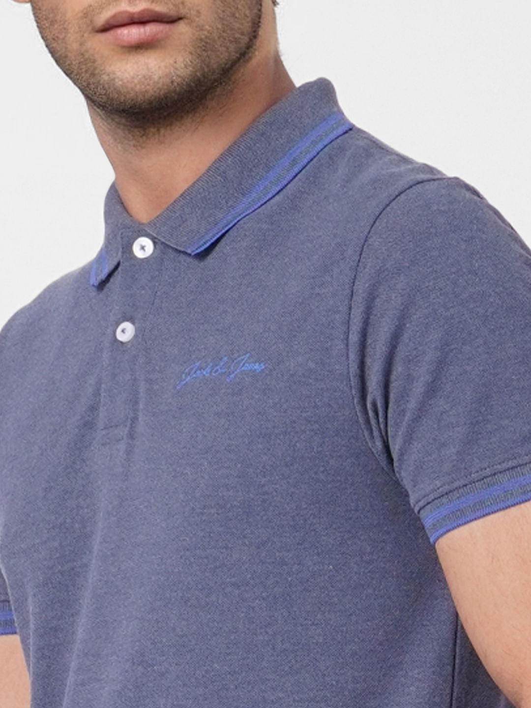 Navy Blue Contrast Tipping Polo T-shirt