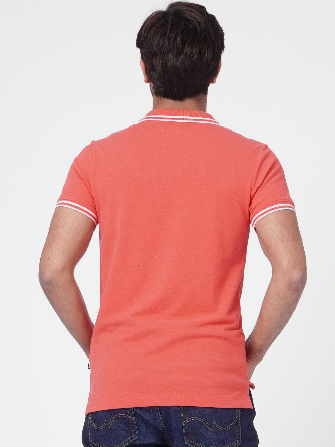 Red Contrast Tipping Polo T-shirt