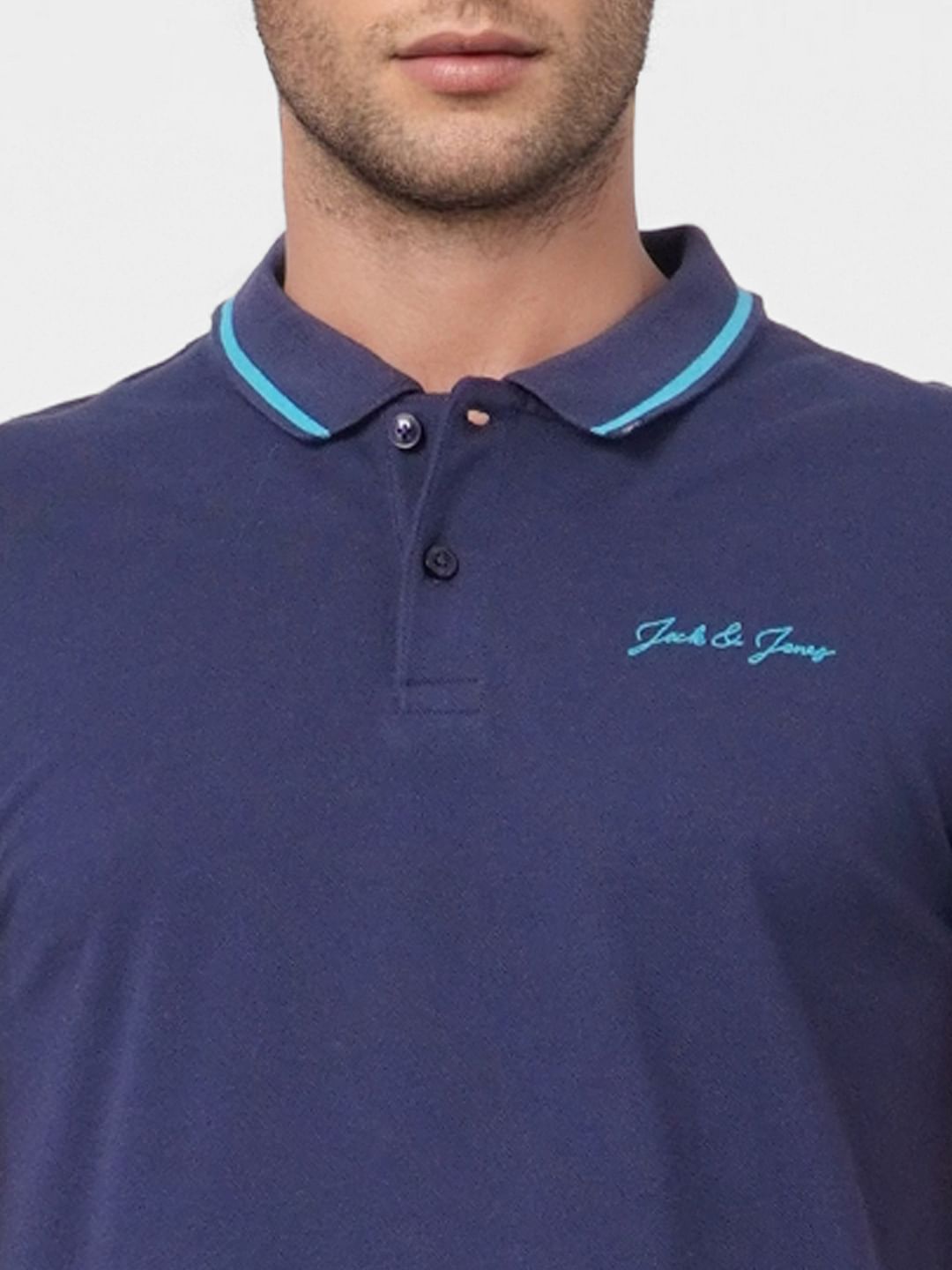 Dark Blue Contrast Tipping Polo T-shirt