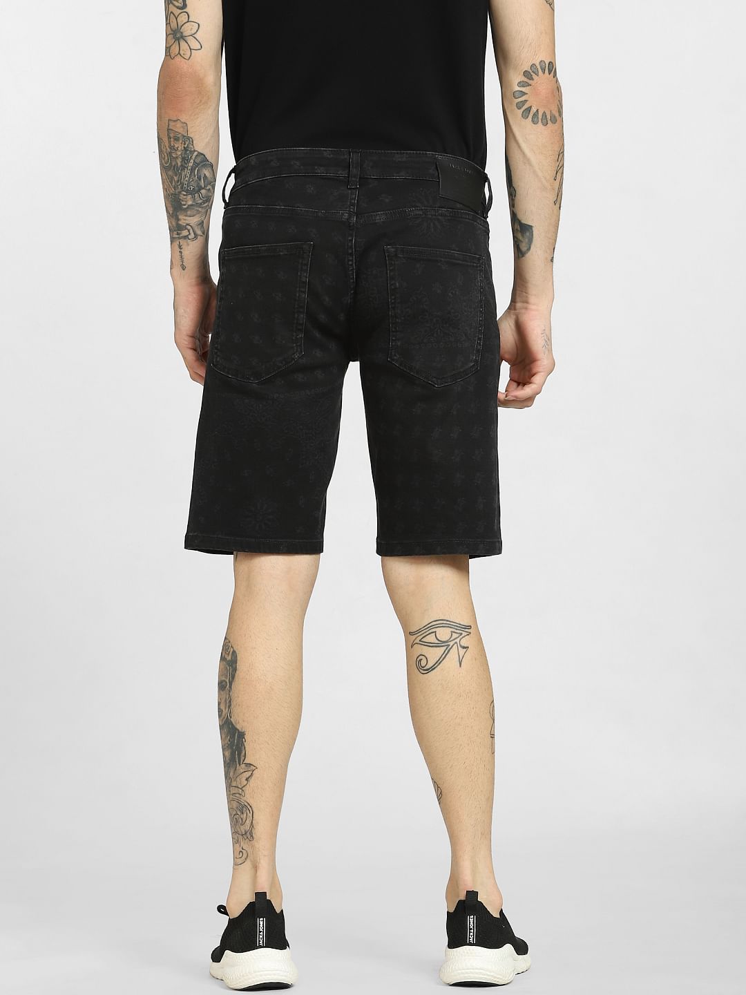 Black Low Rise Denim Shorts