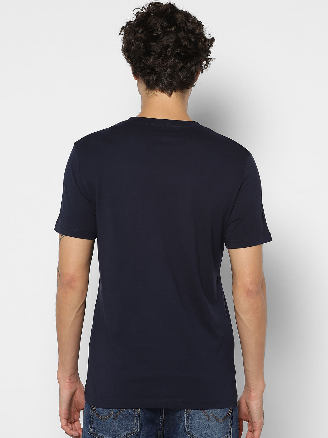 Navy Blue Graphic Crew Neck T-shirt